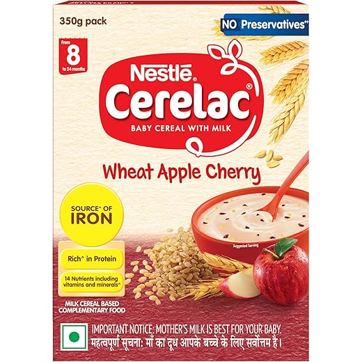 CERELAC Baby Food Cereal No Preservatives Wheat Apple Cherry