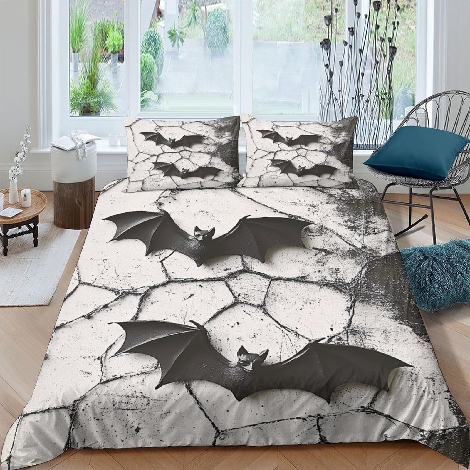 Ctjqhvkz Style-5 3D Printed Cracked Stone Bat Fitted Sheet Microfiber Soft Anti-Slip Bed Cover For Bedroom Dorm Mattress Protection Decor Single（135X200cm）