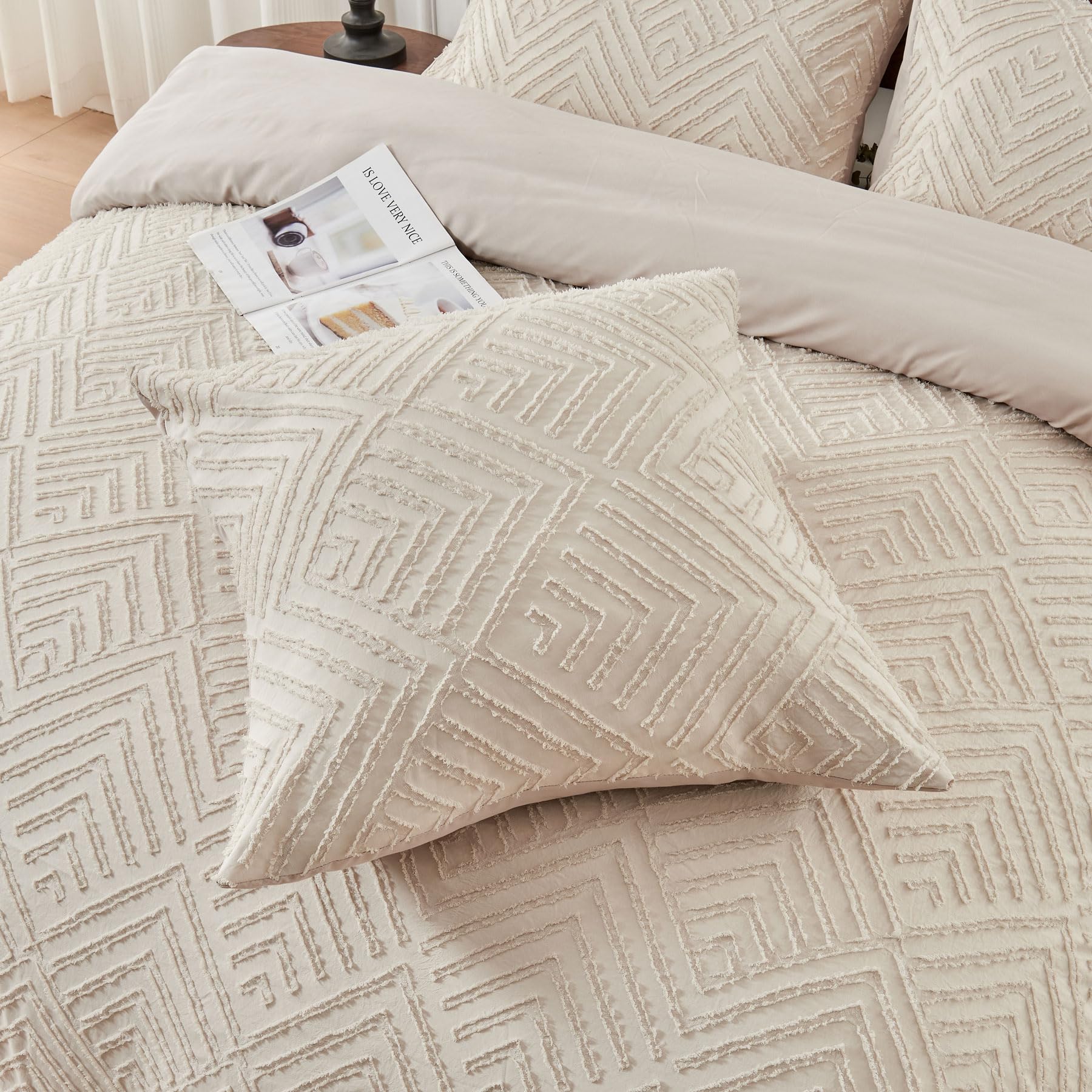 Ropa de cama Boho de 220 x 240 cm, diseño geométrico bohemio, estilo bohemio, moderno, de microfibra suave, juego de 3 piezas con cremallera y 2 fundas de almohada de 80 x 80 cm