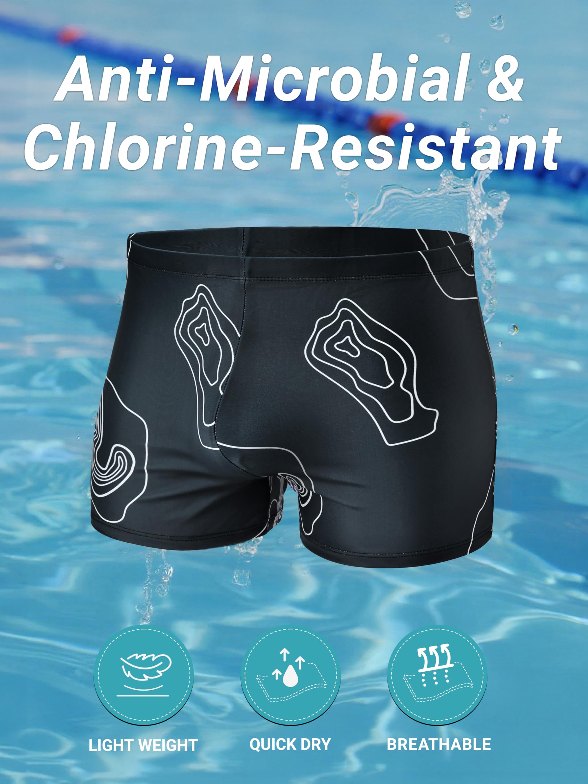 Arcweg Costume da Bagno Uomo Boxer con Pad Rimovibile e Coulisse Pantaloncini Calzoncini da Bagno Elastico a Vita Bassa Boxershorts