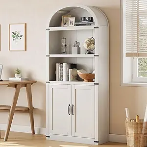 GarveeHome Arched Bookcase with Doors