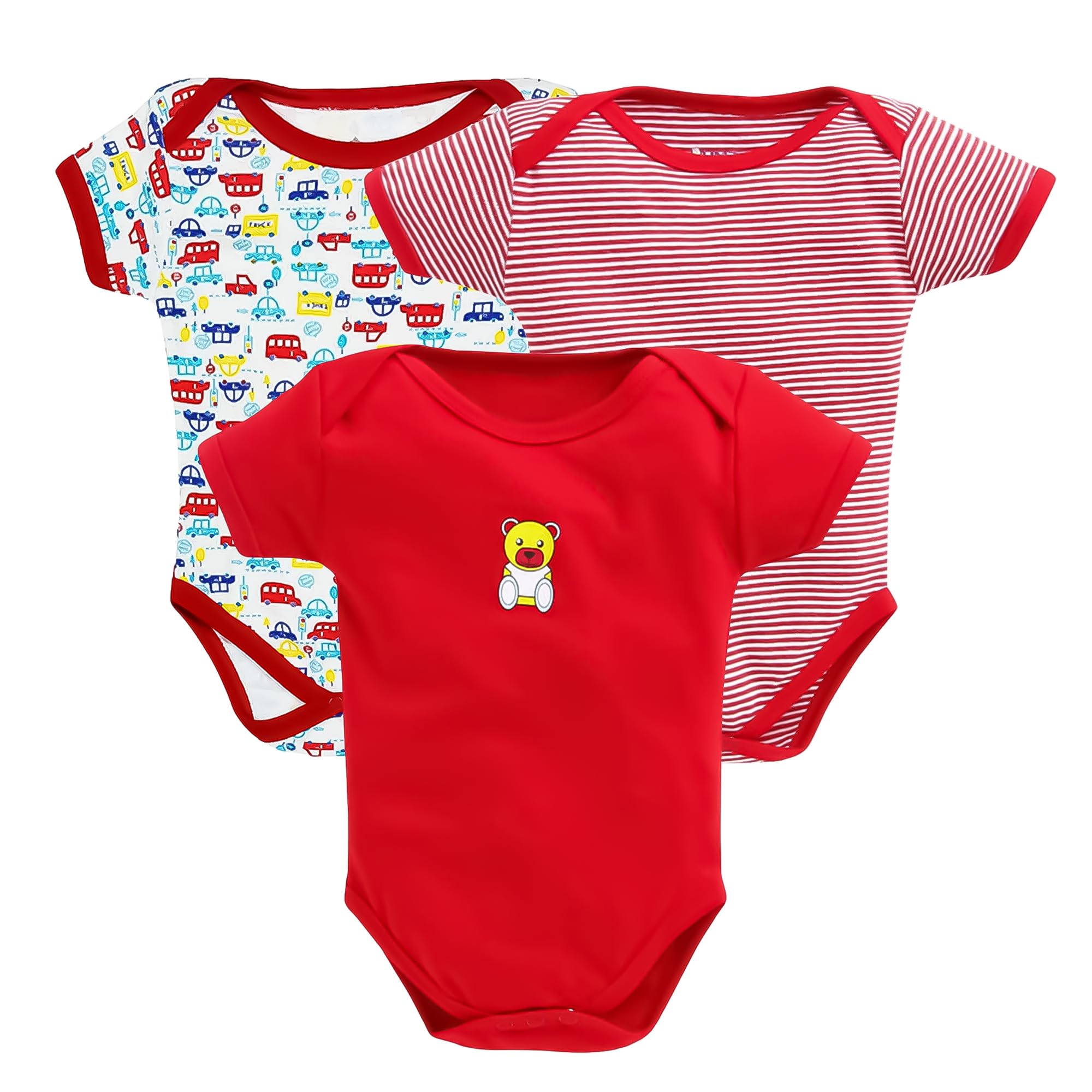 EIO New Born Baby Multi-Color Cotton Sleep Suit Romper Body Jumpsuti Body Suit for Boys and Girls Set of 3 (0-3 Months, Red) (B07QHWBVFV) Amazon Price History, Amazon Price Tracker