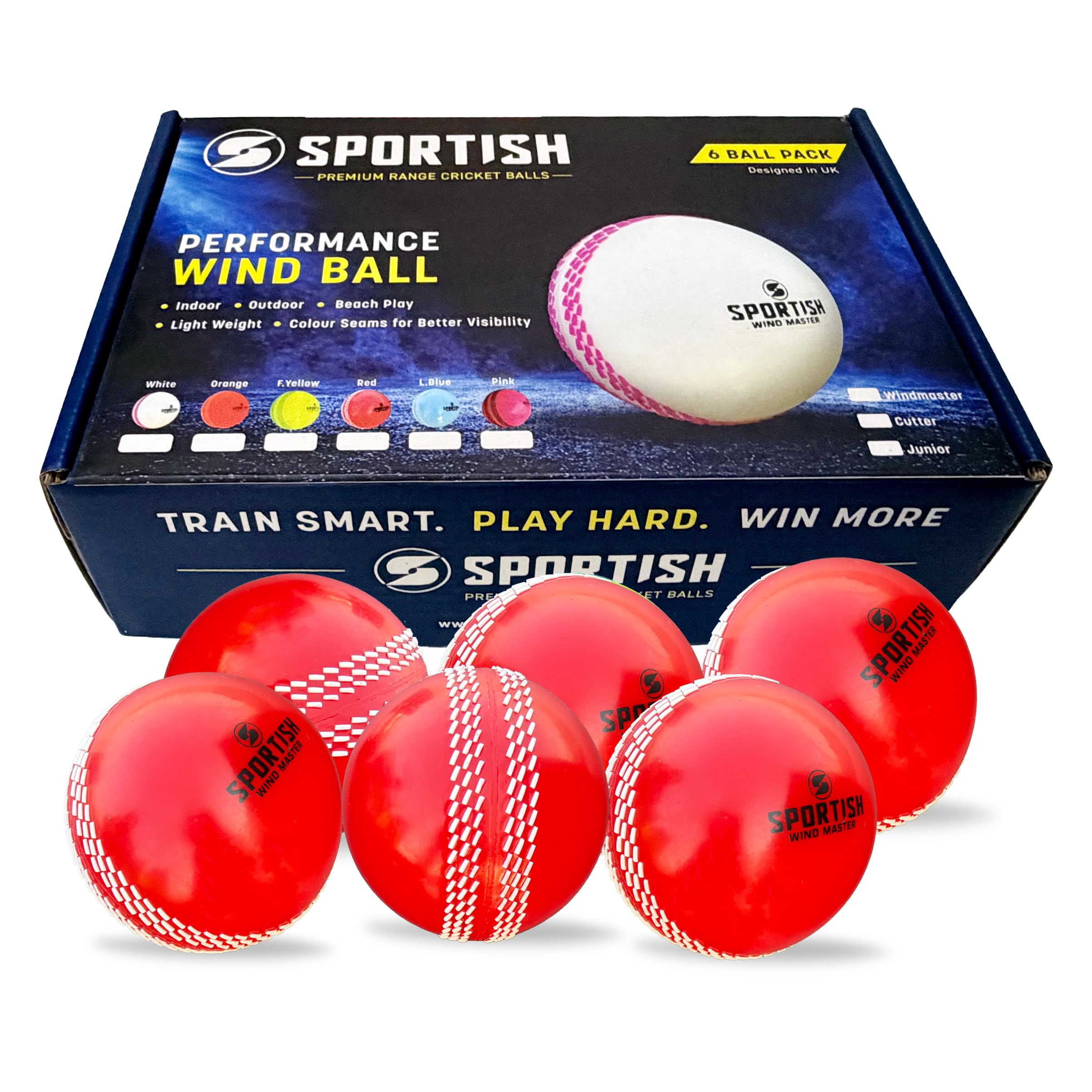 SPORTISH Soft Wind Cricket Ball Pack of 6 - Red Practice & Training Ball