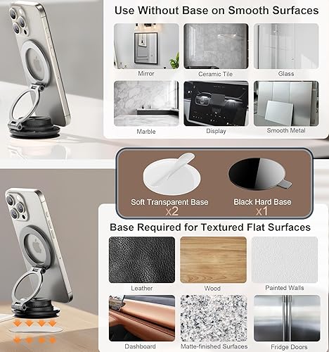 Miniatura 4 de BOCLOUD Soporte de teléfono con ventosa de próxima generación 2026 Lindo soporte de teléfono de aleación de zinc de 360  de 109 libras Soporte de