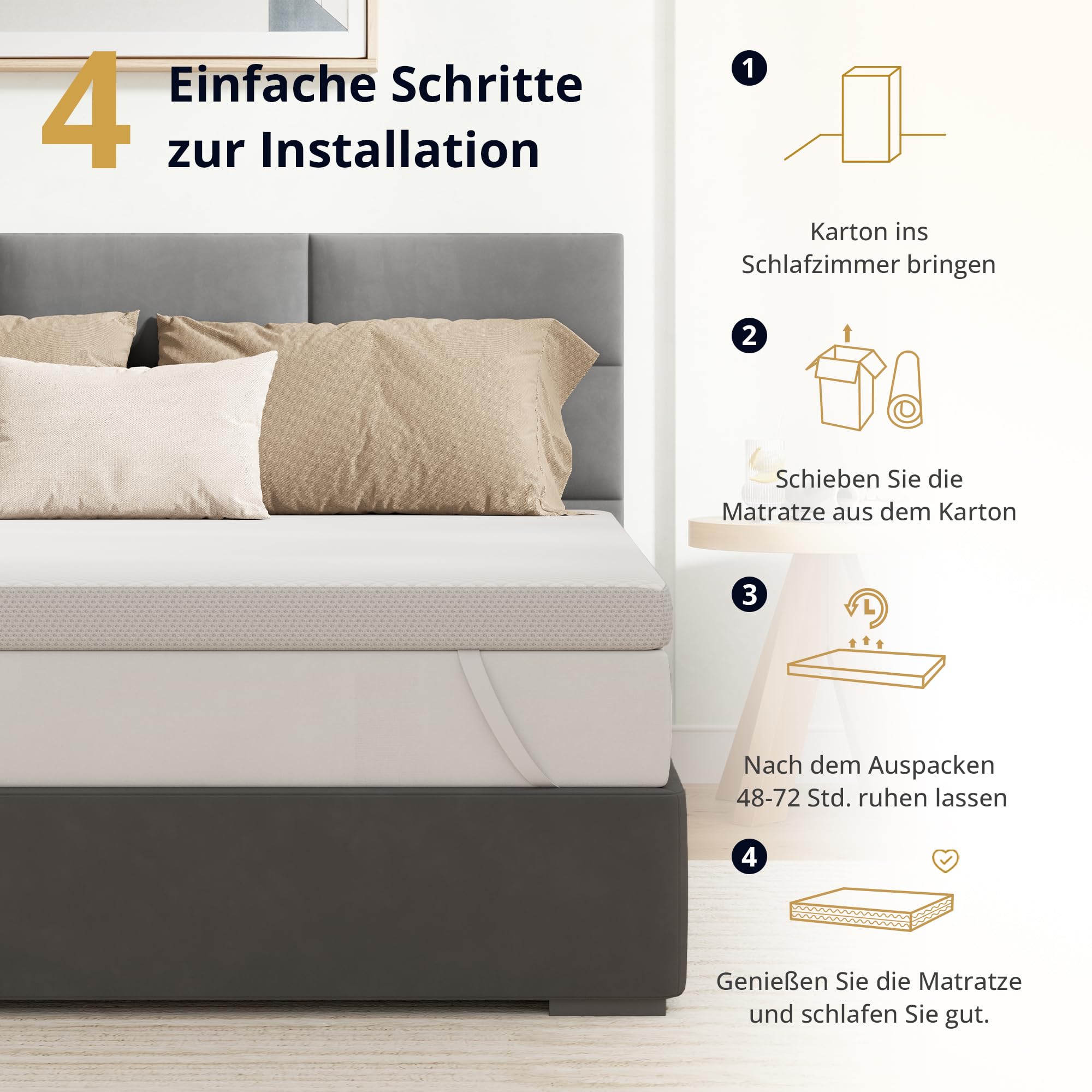 Ego Home Surmatelas en Mousse à mémoire de Forme, 120 x 200 cm, avec 5 cm de Hauteur, Respirant, surmatelas pour lit et lit à sommier tapissier, Housse Waschba