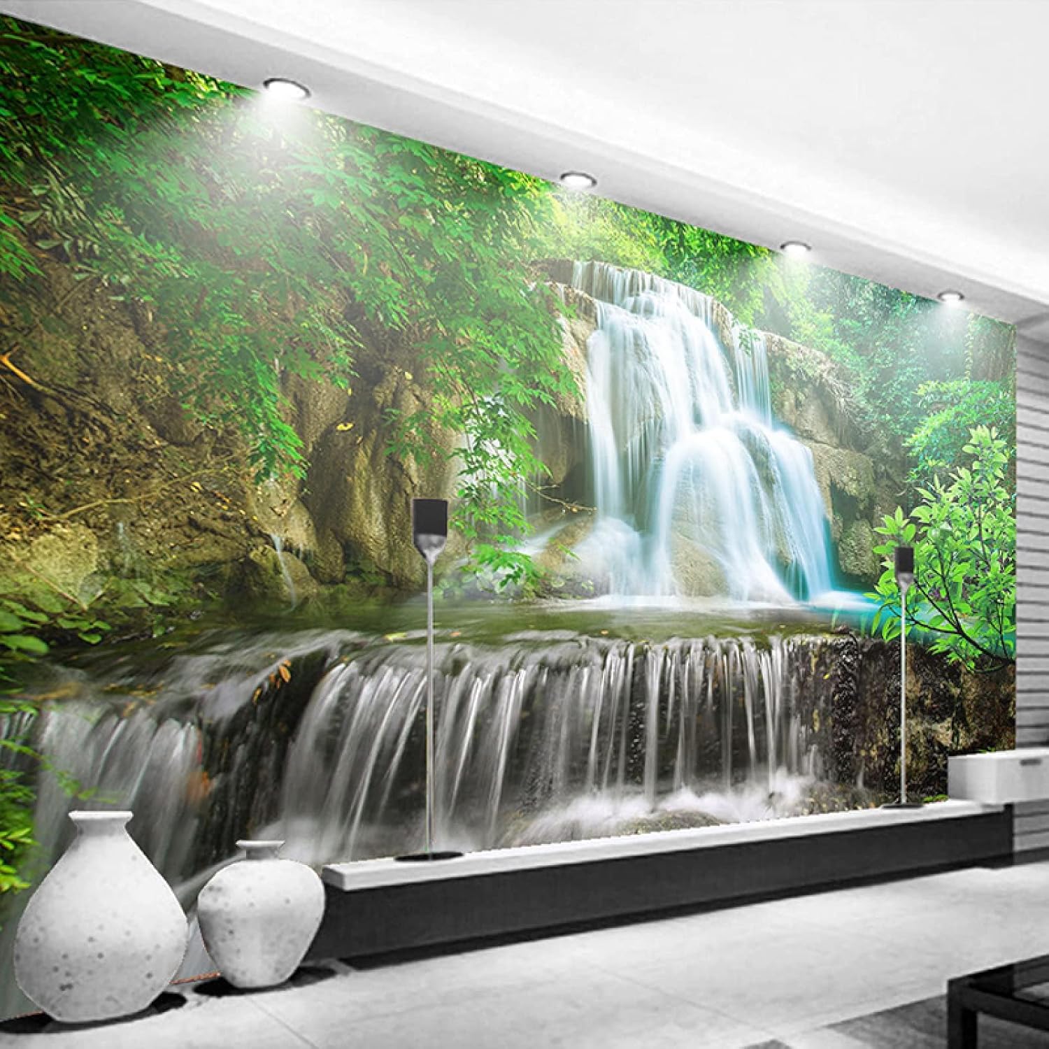 Forest Sunshine Large Peel and Stick Wallpaper, Rapid River Mural Removable Poster Wall Sticker for Bedroom Living Room Office TV Background -Self-Adhesive- 55" Wx40 H