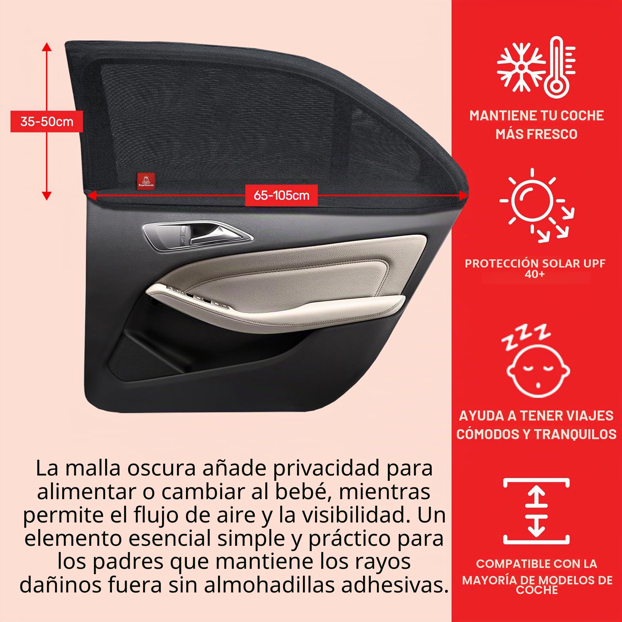 Royal Rascals | Calcetín para Cristal x2 │Protección 40+ contra los dañinos Rayos UV │Cubre el Cristal 100% │ Tamaño Universal para Todos los Coches │ Antideslumbramientos | Material Alto