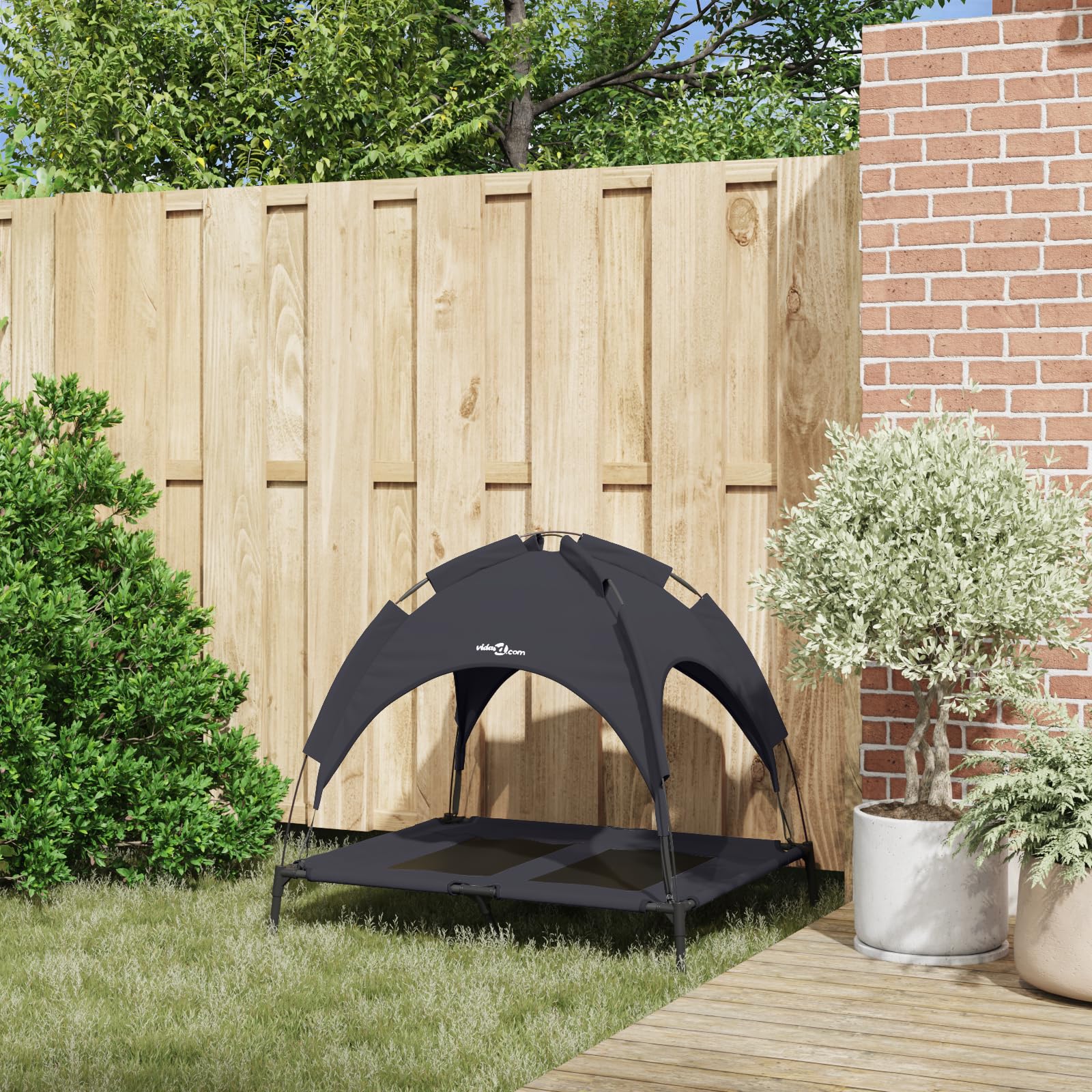 Cama elevada para perros grandes, color negro, grande, impermeable, con techo desmontable, resistente, para interior y exterior