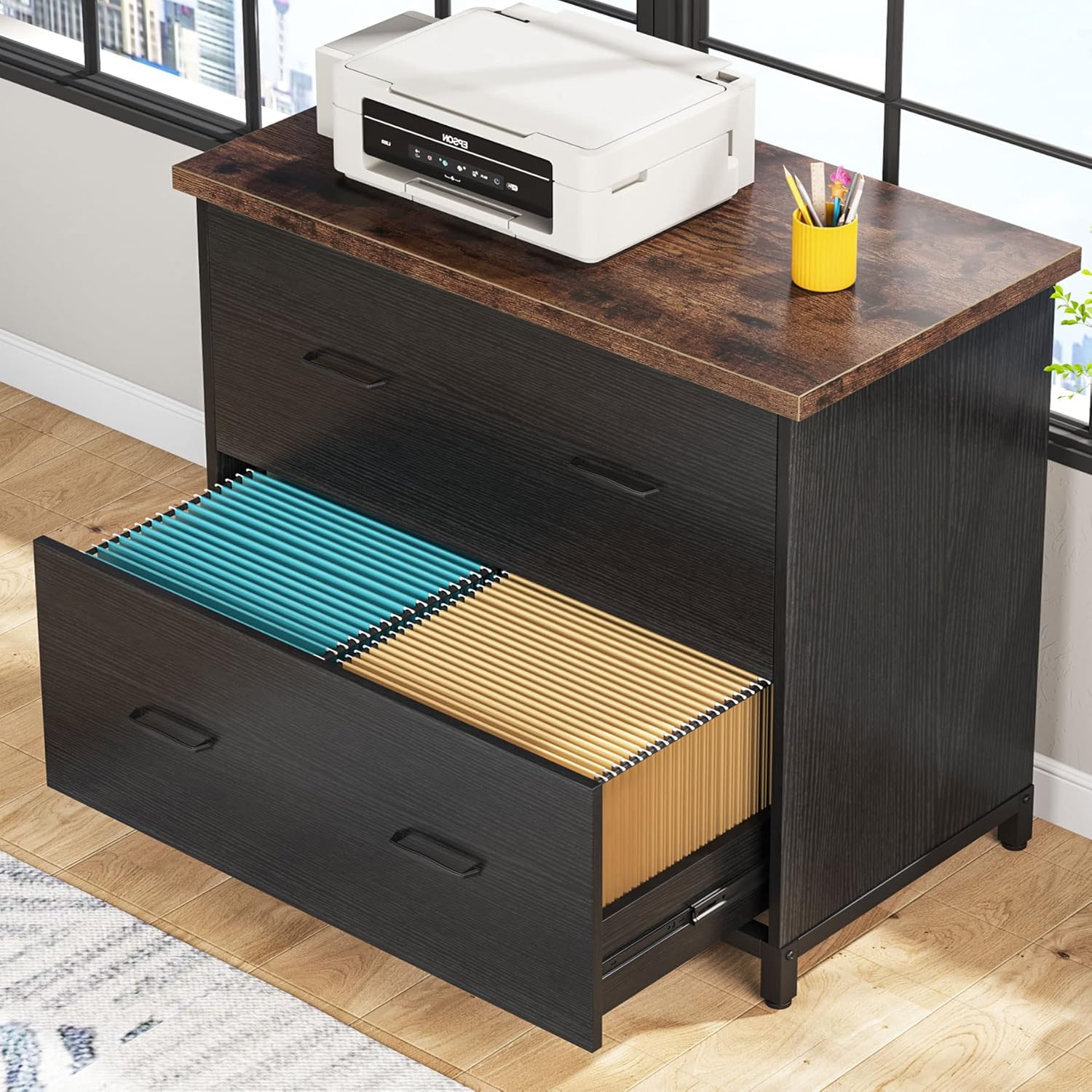 Tribesigns 2Drawer File Wood Lateral Filling Printer