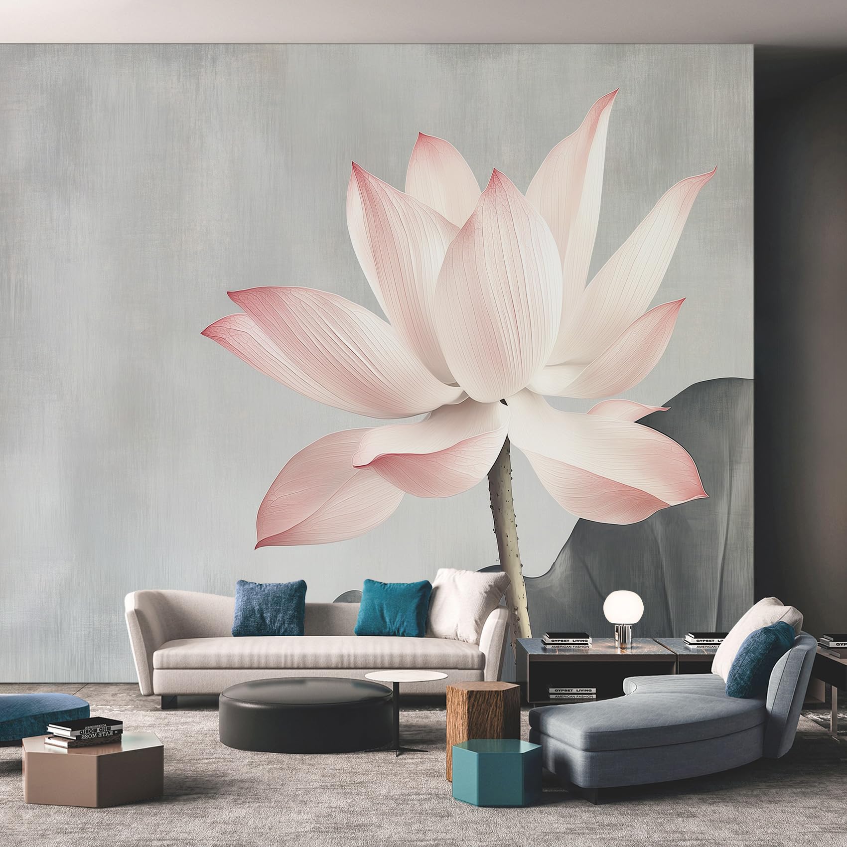 Papier Peint Rose, Effet 3D Zen Japonais Lotus pour Salon, Chambre, Papier Peint intissé, Papier Peint Photo Mural pour Salle à Manger, Couloir, Salon, 300 x 210 cm