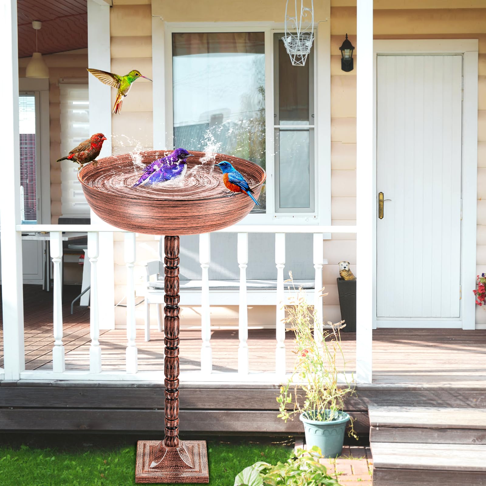 Freistehende Vogeltränke für den Außenbereich, Vintage, Garten, Vogeltränke, Vogeltränke, Vogeltränke, abnehmbare Dekoration, Spa, Vogelfutterstation für Garten, Terrasse, Hof, Rasen (Bronze)