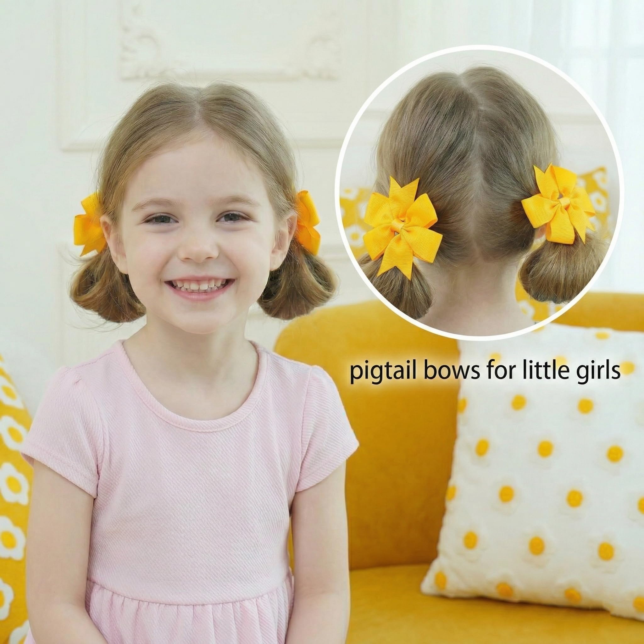 Cute Grosgrain Ribbon Hair Bow Clips for Girls -2