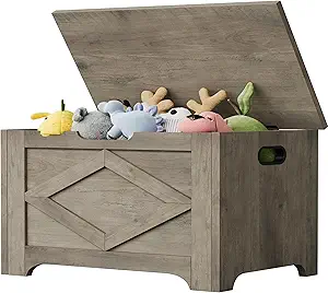 GAOMON Storage Chest, Wooden Toy Storage Bench, Modern Style Lift-Top Toy Chest with Safety Hinge for Entryway, Bedroom, Living Room, Supports 300 Lb and Easy Assembly