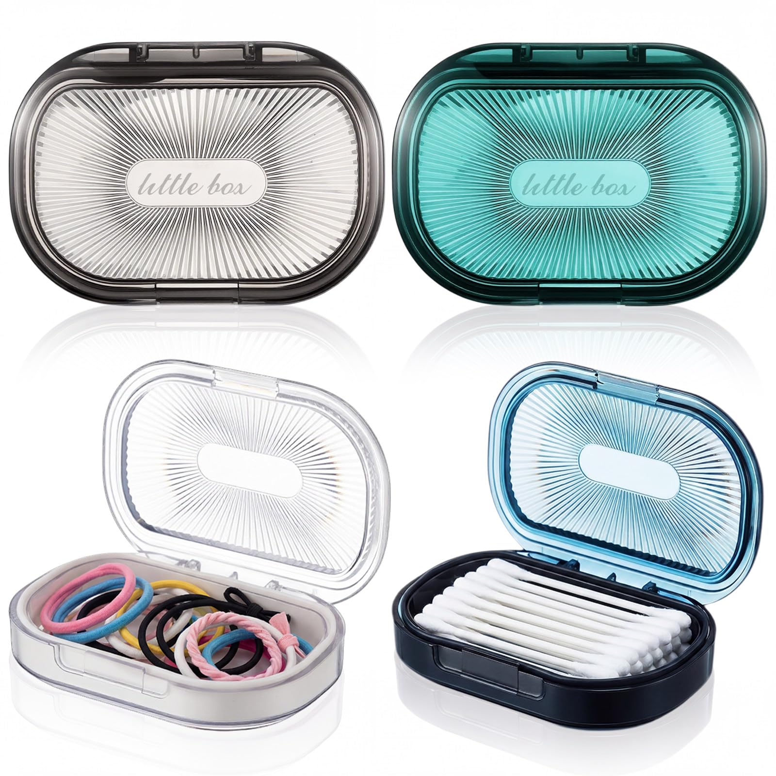Kigley 4 Pcs Travel Swab Container with Lid,Multicolor, 3.9 X 2.76 Inch