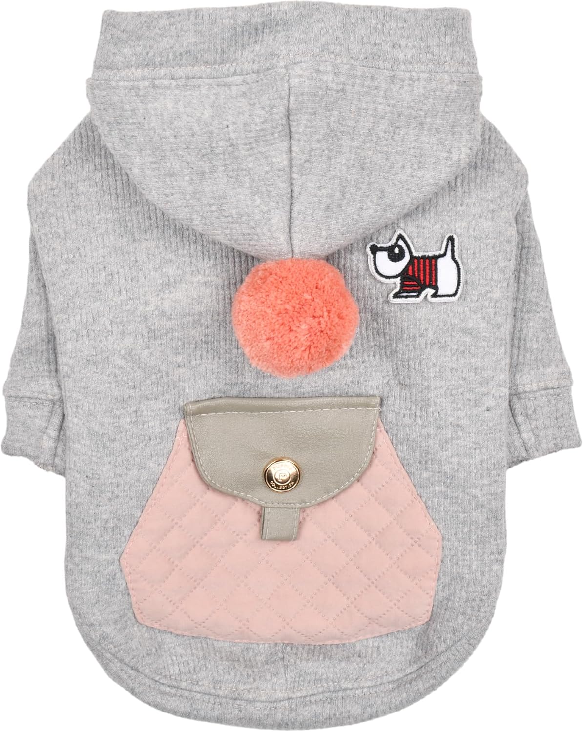 Puppia Benoit Cute Winter Hooded Shirts with Integrated Harness for Small and Medium Dogs, Melange Grey, Medium