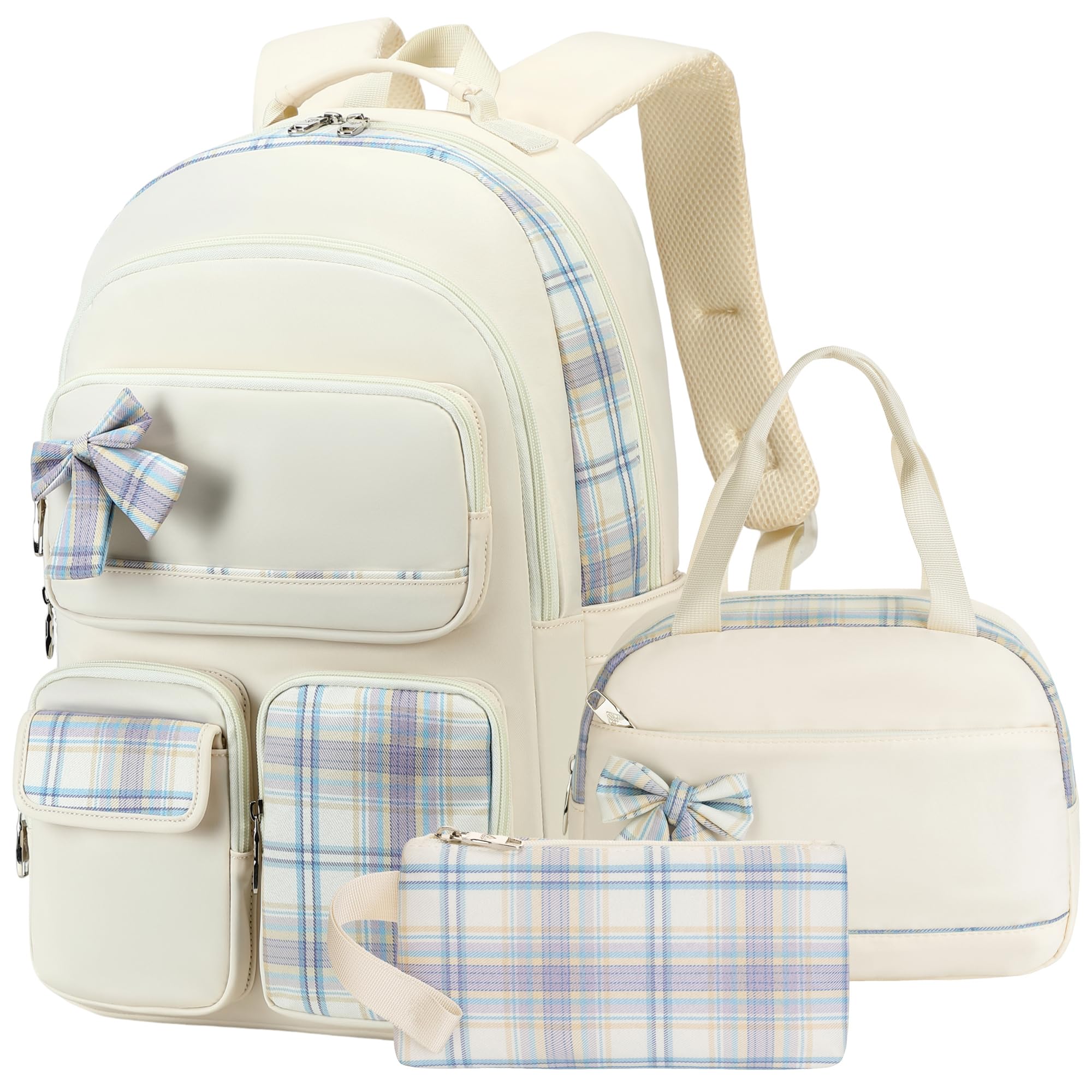 Girls Backpack,3pcs Backpacks with Lunch Box Pencil Case Set 15.6 Inch Laptop School Bag Kids Kindergarten Elementary College Bags Large Bookbag for