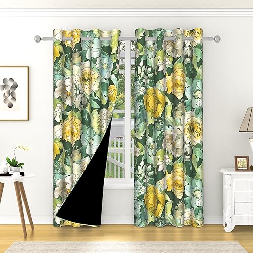 Miniatura 13 de Cortinas opacas bohemias florales para oscurecer la habitación, cortinas térmicas con textura retro, cortinas decorativas para sala de estar y