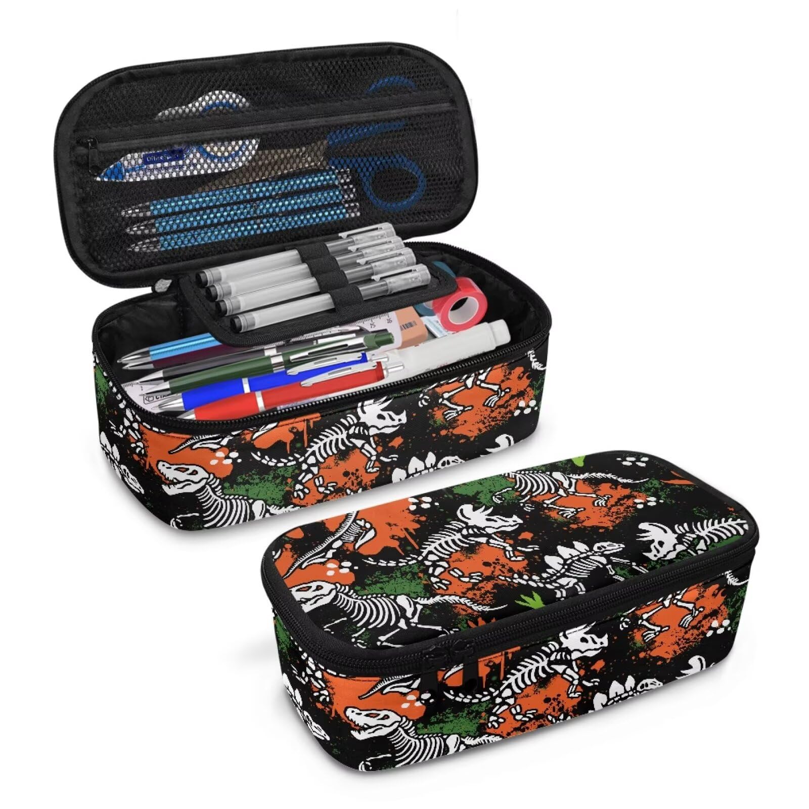 Boys Pencil Pouch Dinosaur Pencil Case for Kids Large Capacity Pen Container for 6-8 Years Portable Pen Bags with Strap, Back to School Gifts