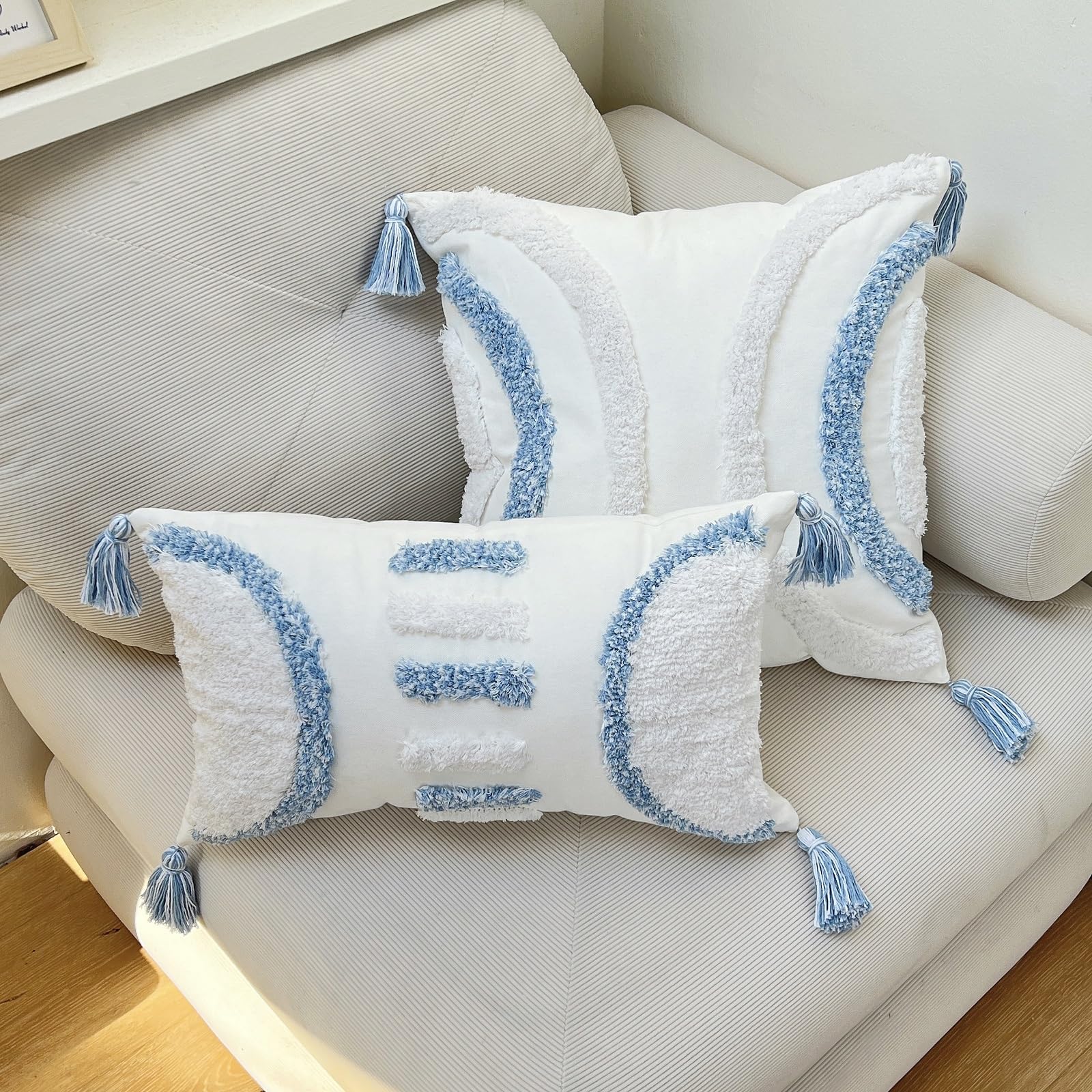 aportt Set di 2 federe per cuscini a spina di pesce, 30 x 50 cm