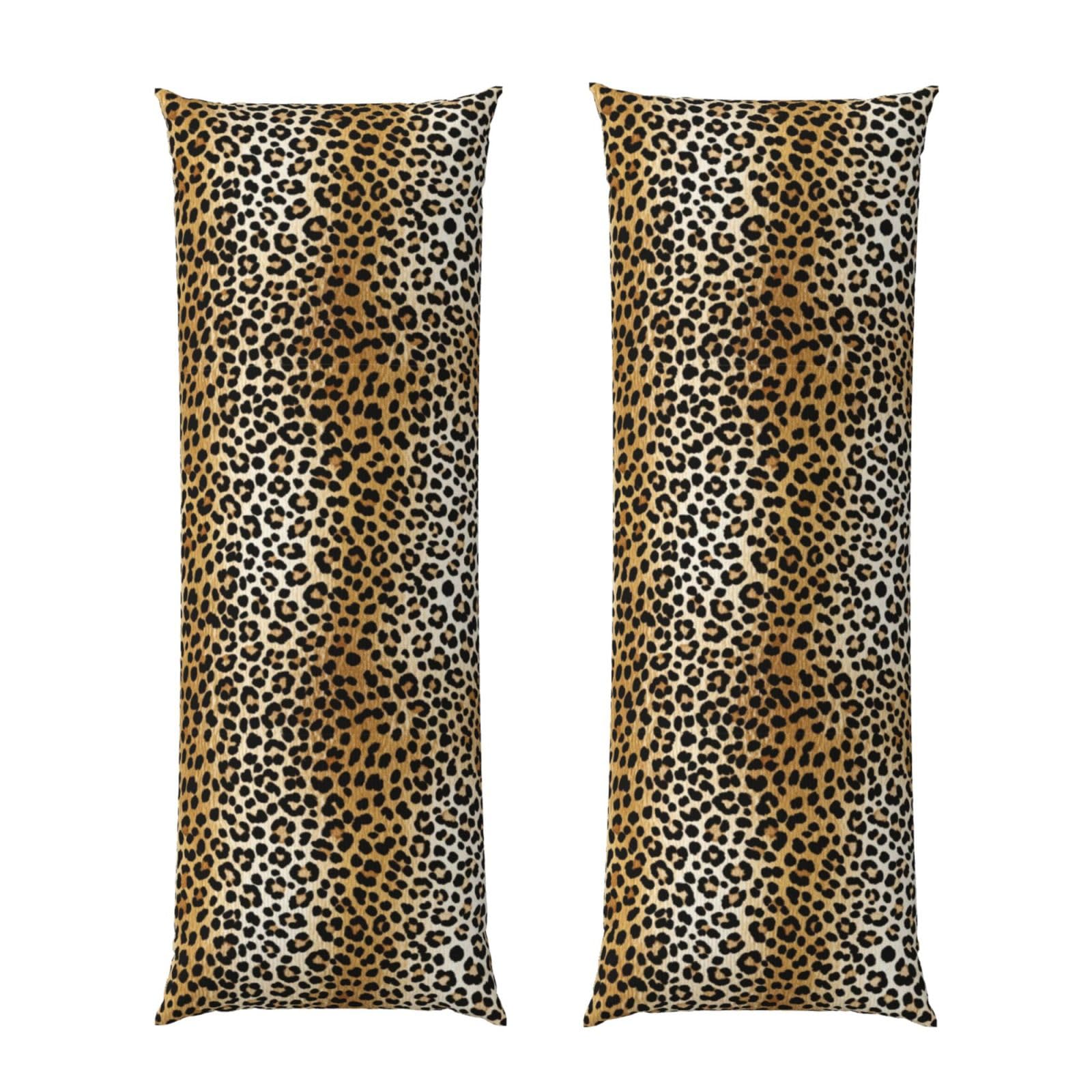 Body Pillow Cover 20x60 Animal Leather Cheetah Skin Gold Leopard Print, Premium Velvet Long Pillowcase with Hidden Zipper, Breathableffy Rectangular Case for Bedroom Home