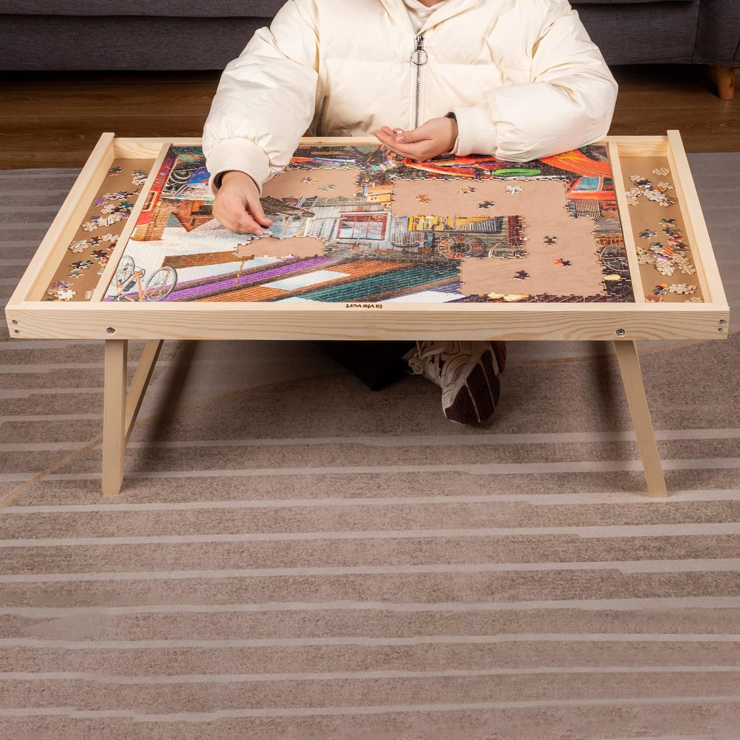Buy Lavievert Jigsaw Puzzle Table Puzzle Board with Wooden Protective