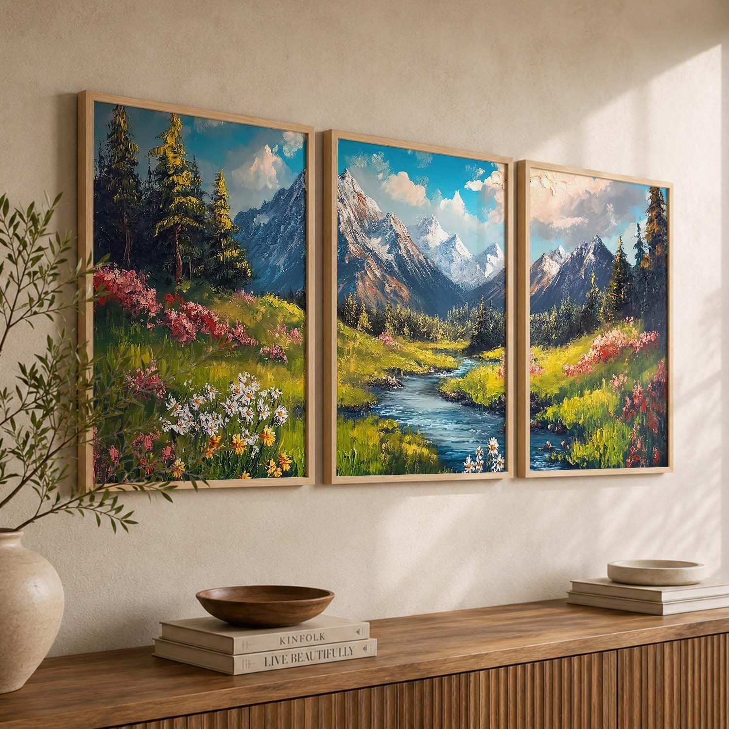 Mountain Wall Art Set - 3 Framed Paintings -11