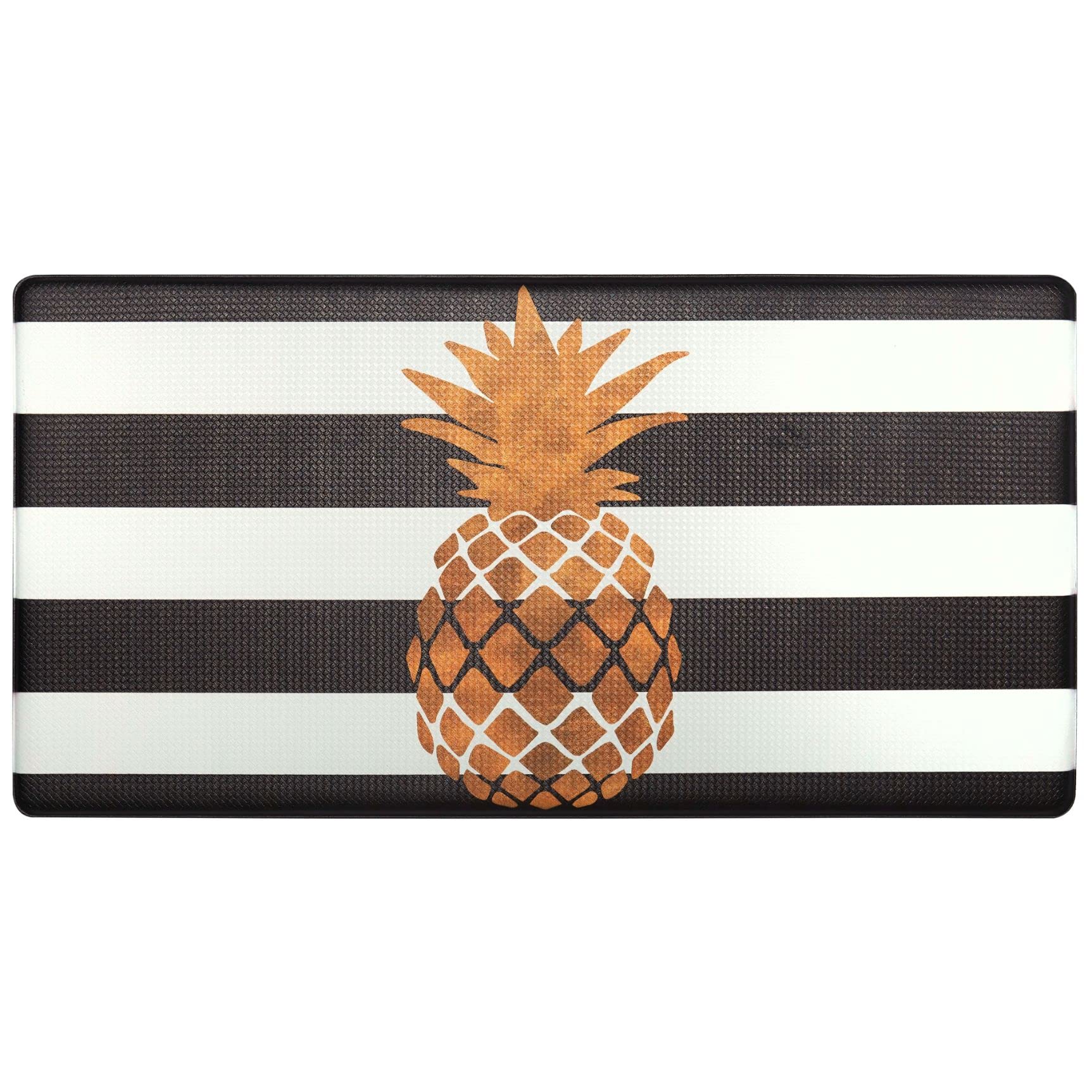 Nicole Miller New York Gold Pineapple Anti-Fatigue Kitchen Mat, Black/White, 20