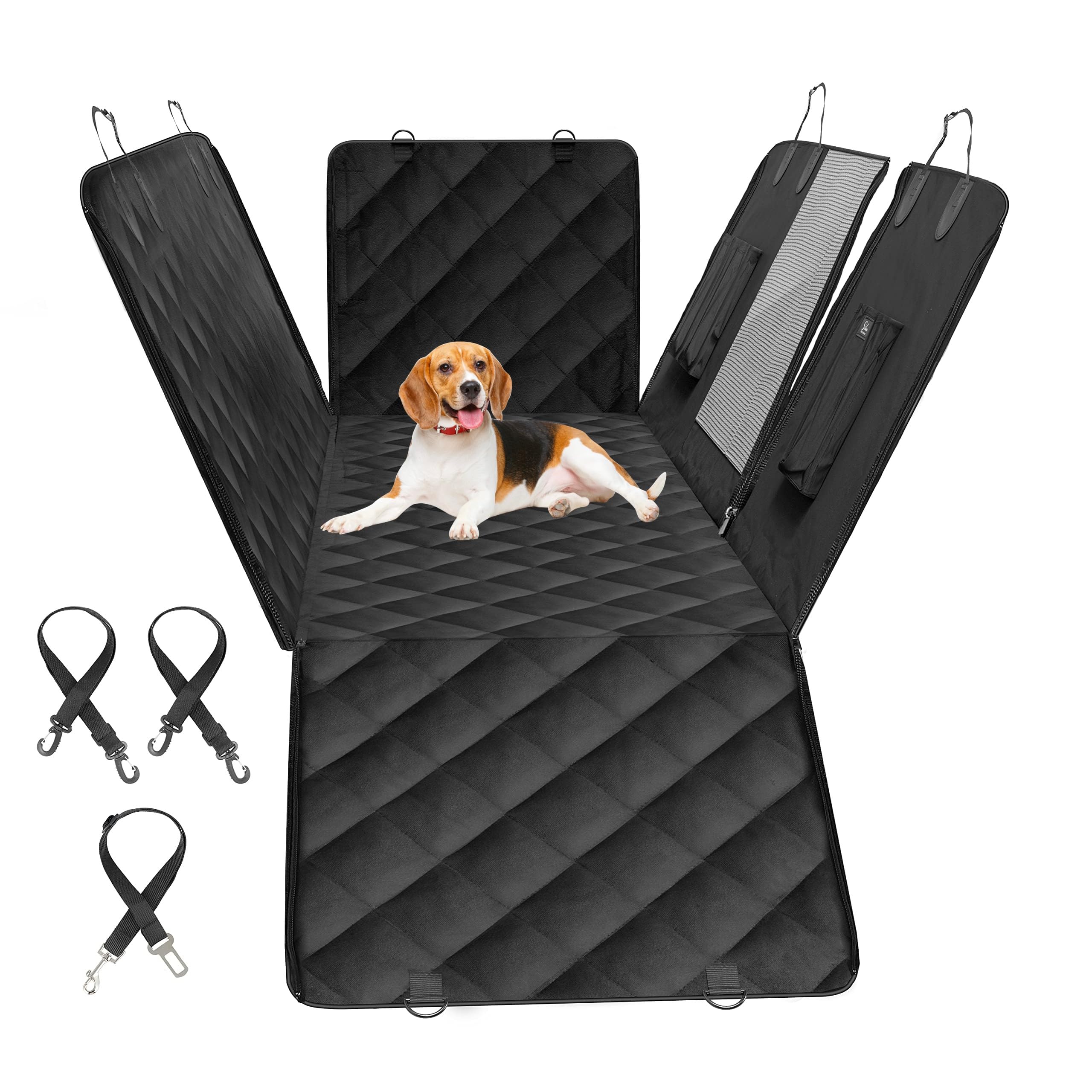 YSSOA Funda de asiento de automóvil para perro, duradera e impermeable, antideslizante, hamaca para mascotas con ventana de malla