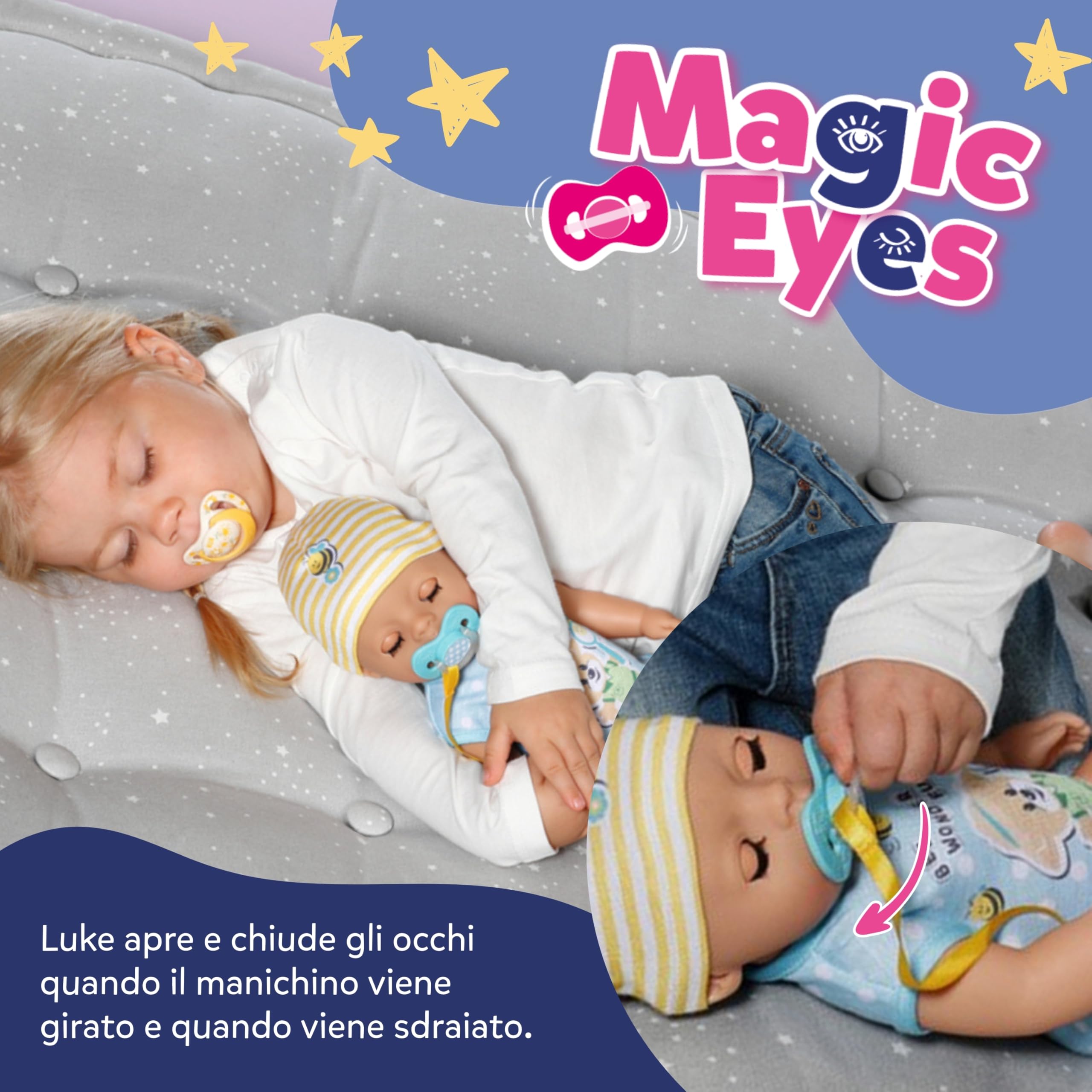 BABY born Lukas (Little Baby Boy) - Bambola di 36 cm - 7 funzioni incl. accessori e tutina - Funziona completamente senza batterie - Adatto a bambini a partire da 1 anno