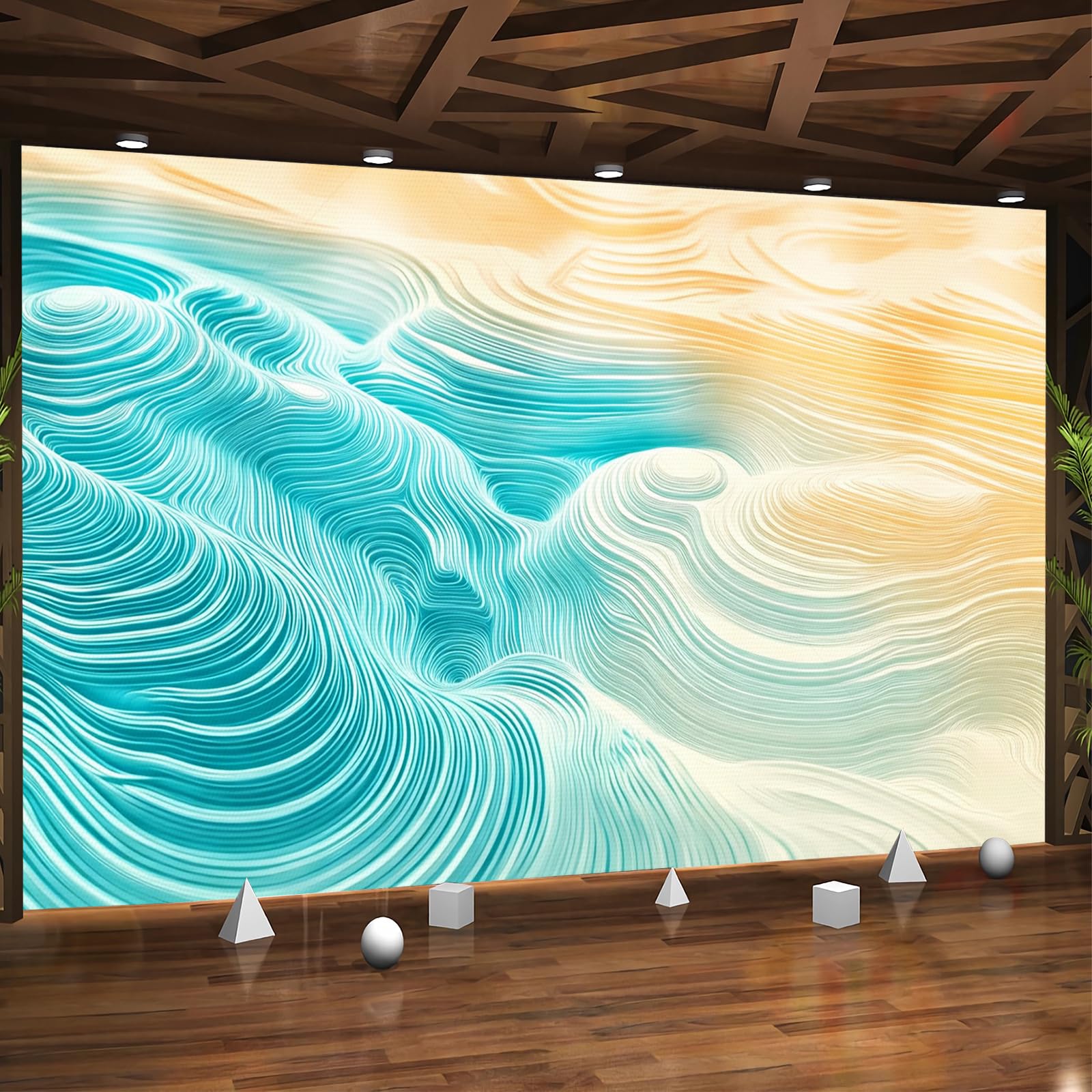Carta da parati effetto 3D Astratto Moderno 366x 254 cm Murale Non Tessuto Blu Giallo Fotomurale Stampa HD Moderna Poster Per Soggiorno E Camera Da Letto Design 1M3862