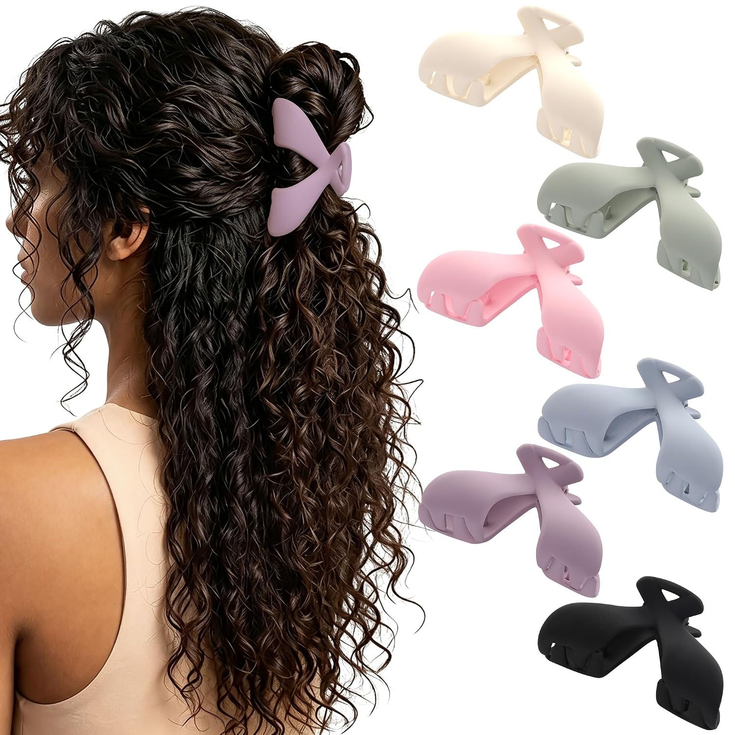 CHLINS 3.5 Inch Medium Hair Claw Clips for Thick & Thin Hair, 6 Pcs