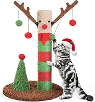 BOLUO Arranhador de gato de Natal para gatos adultos arranhador gatinho gatinho sisal arranhador com bola provocadora interna 63,5 cm
