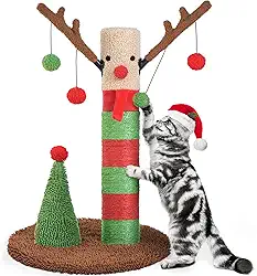 BOLUO Arranhador de gato de Natal para gatos adultos arranhador gatinho gatinho sisal arranhador com bola provocadora interna 63,5 cm