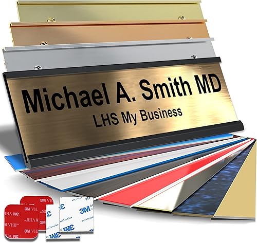 Miniatura 9 de LHS  Placa de identificación personalizada con opción de montaje para paredes, puertas, soportes de escritorio, cubículos, colgar y más  Letras