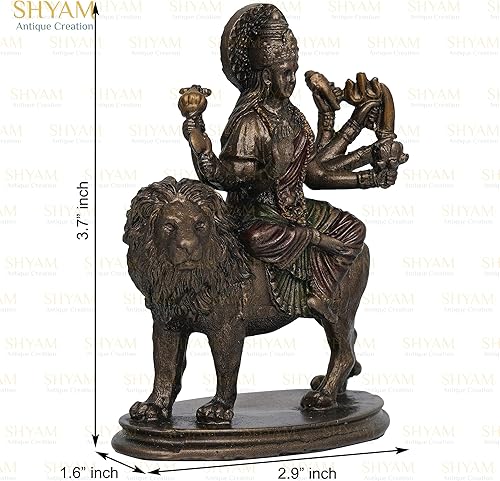 Miniatura 4 de Diosa Durga Maa sentada en la estatua de león Sherawali MATA Ídolo Adi Shakti Figura de Mata Rani Escultura decorativa para el hogar, oficina,