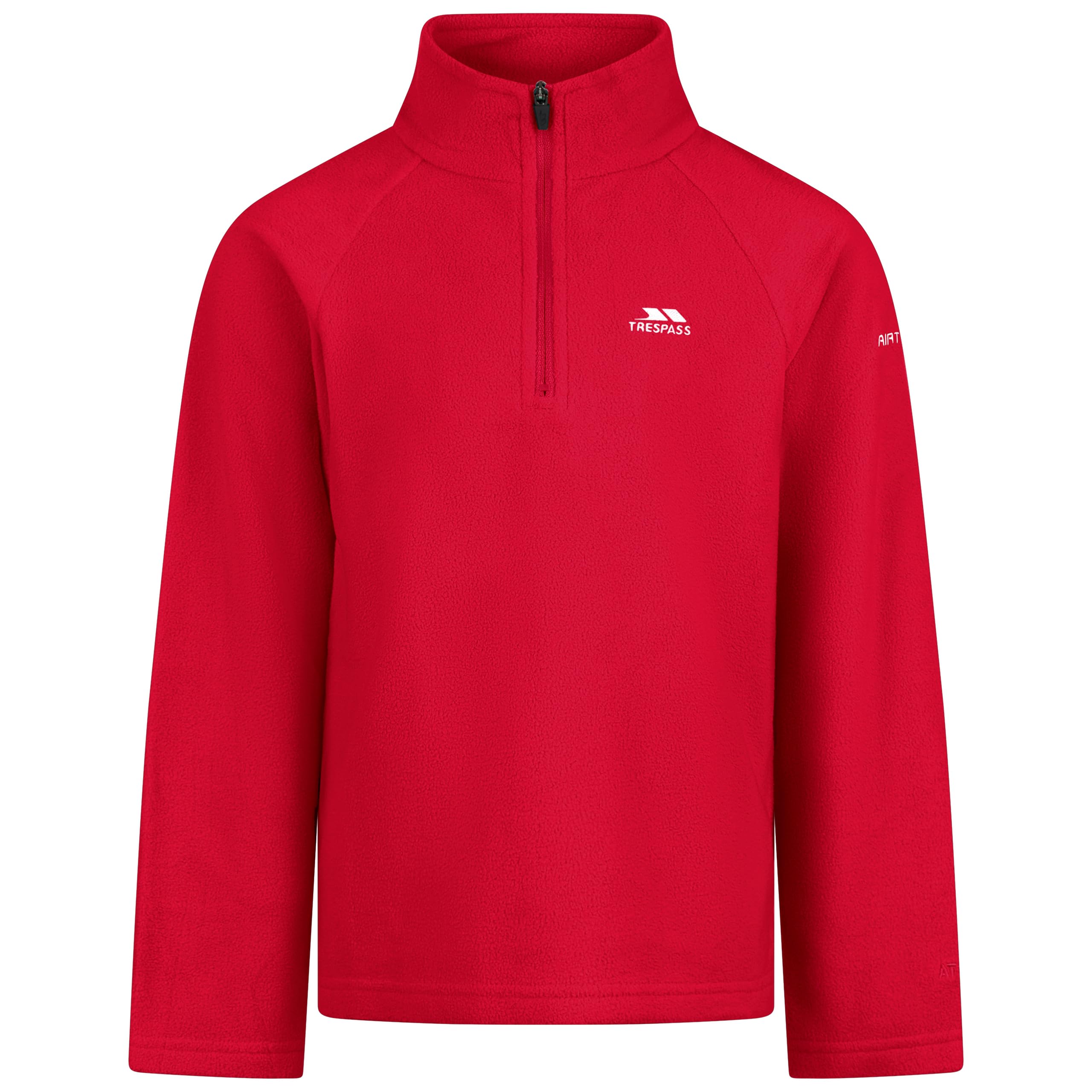 Trespass Kids Fleece Uliston - Half Zip Neck, Auto-Lock Zip, Airtrap Technology, 160 gsm, Soft Brushed Finish, 100% Polyester, Lightweight, Warm, Easy-Care Red