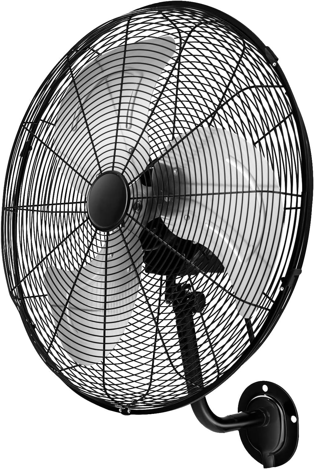 GYMAX Ventilatore da Parete con 3 Pale, Diametro 56 cm, 3 Livelli di Velocità, Kit Fissaggio Incluso, Grande e Potente, 120 W (Nero)
