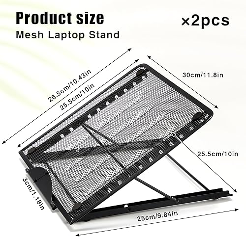 Miniatura 2 de 2 soportes de malla para laptop con 10 niveles, soporte grande ajustable para computadora de escritorio, portátil, soporte de refrigeración