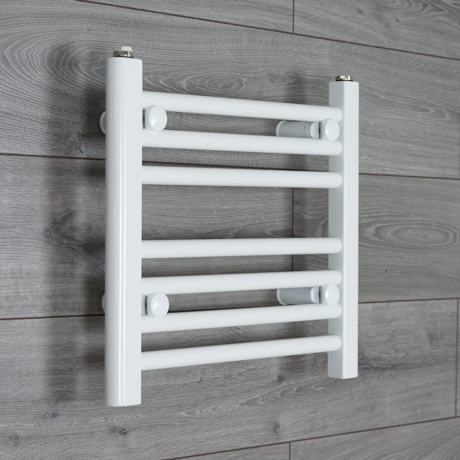 400mm wide x 400mm high Heated Towel Rail Straight Flat White Bathroom Warmer Radiator Rack Central Heating