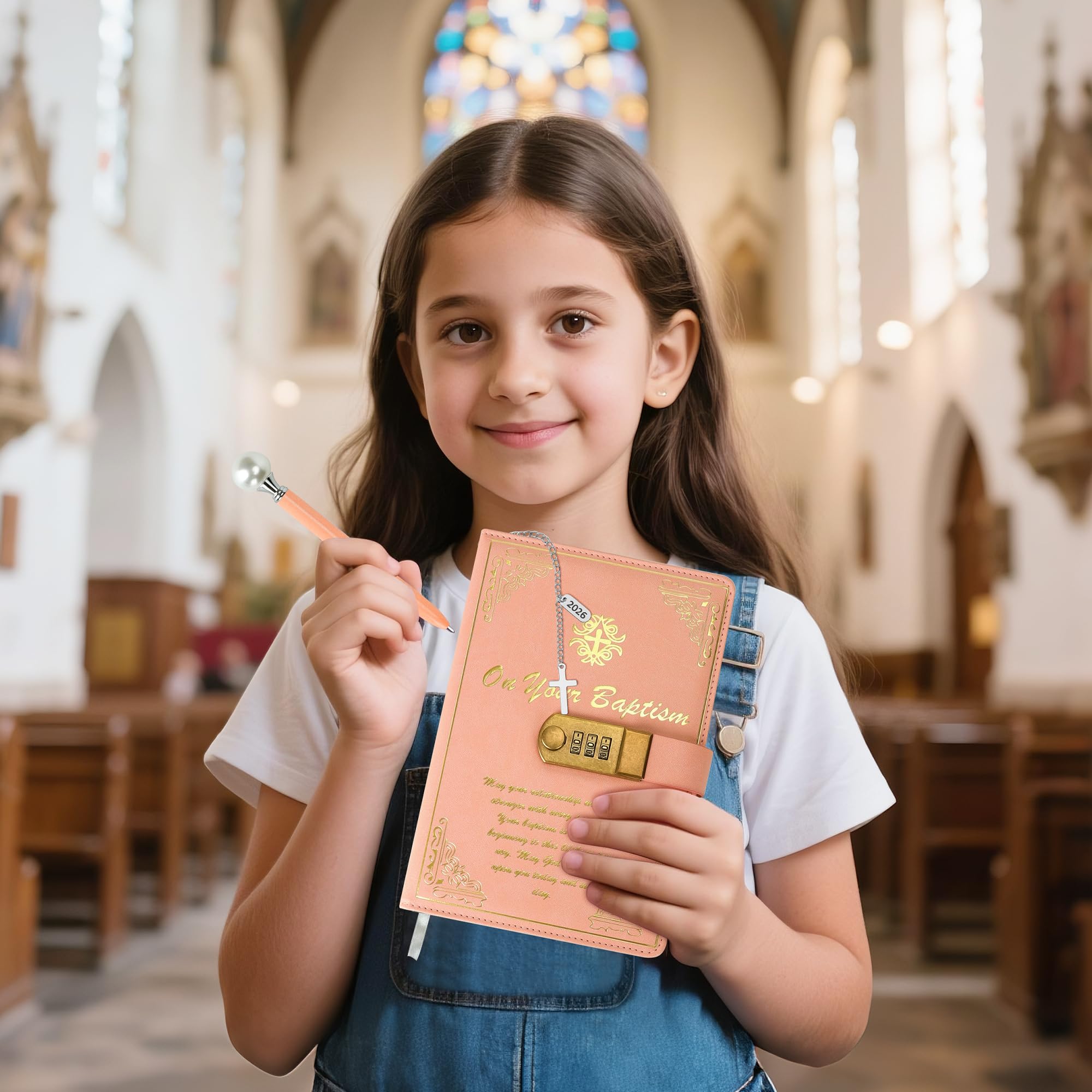 2025 Taufgeschenke für Mädchen – Tagebuch mit Schloss, Stift & religiösen Lesezeichen | Erstkommunion & Konfirmation Geschenk für Teenager-Mädchen | Abschluss- und Geburtstagsgeschenke, religiöse