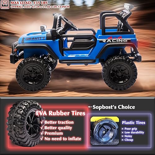 Miniatura 3 de sopbost Auto de 24 V con control remoto, 4 x 200 W, juguete de 2 plazas para niños, vehículos eléctricos para niños 4WD, camión XL con ruedas EVA,