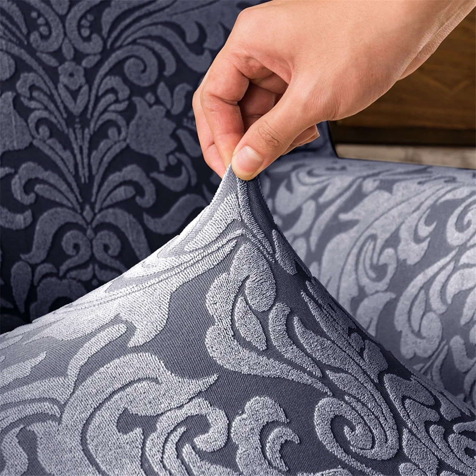 Sofa ArmlehnenbezüGe 2 stücke Jacquard Arm Stretch Sofa Abdeckung Spandex Sofa Handtuch Sessel Abdeckungen Sofa Arm Abdeckungen Universal Nicht-Slip FüR Couch, Stuhl, Armschutz(Light Gray)