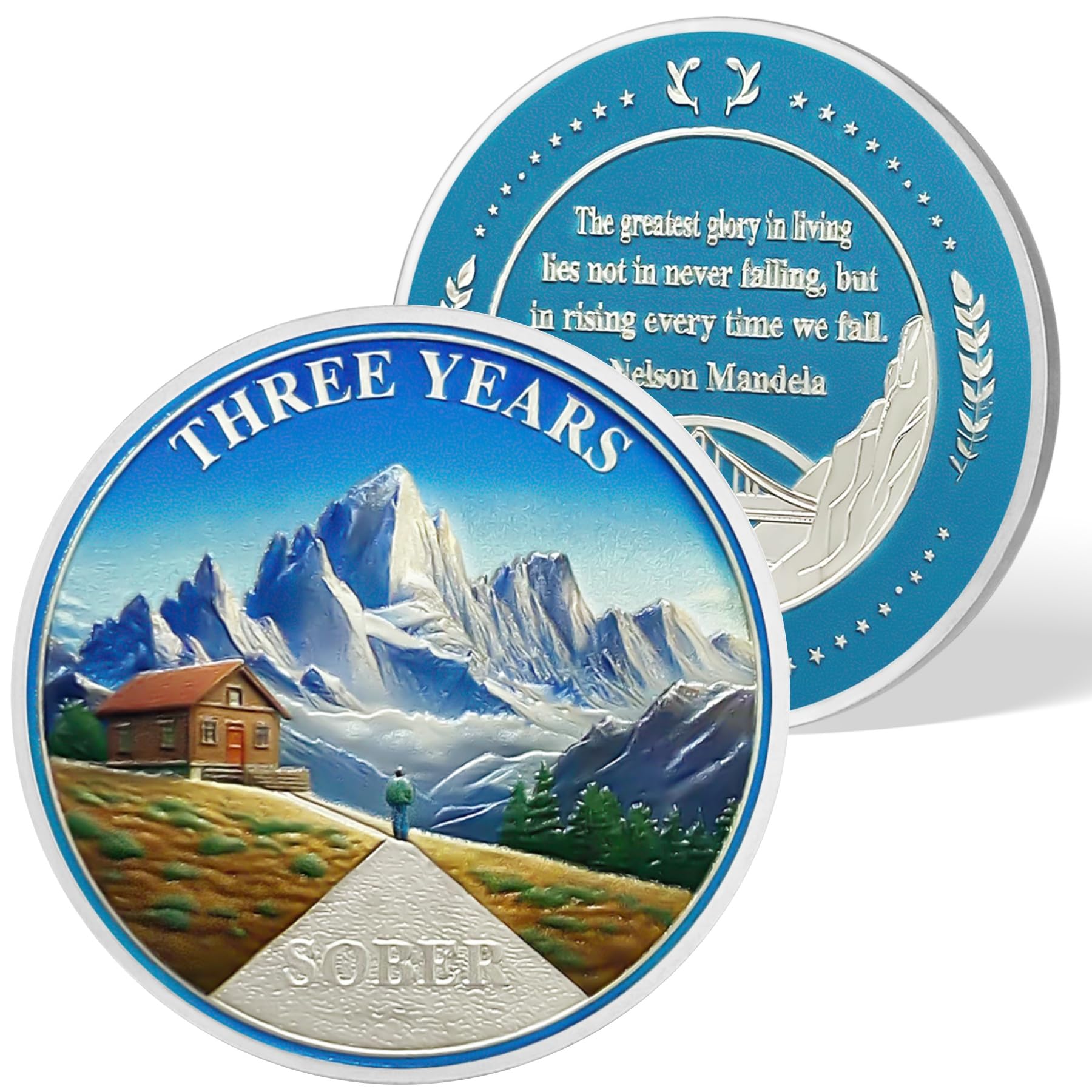 Pièce De Sobriété Challenge Coin 10 Ans – Gravure AA, Argent Antique, Coffret