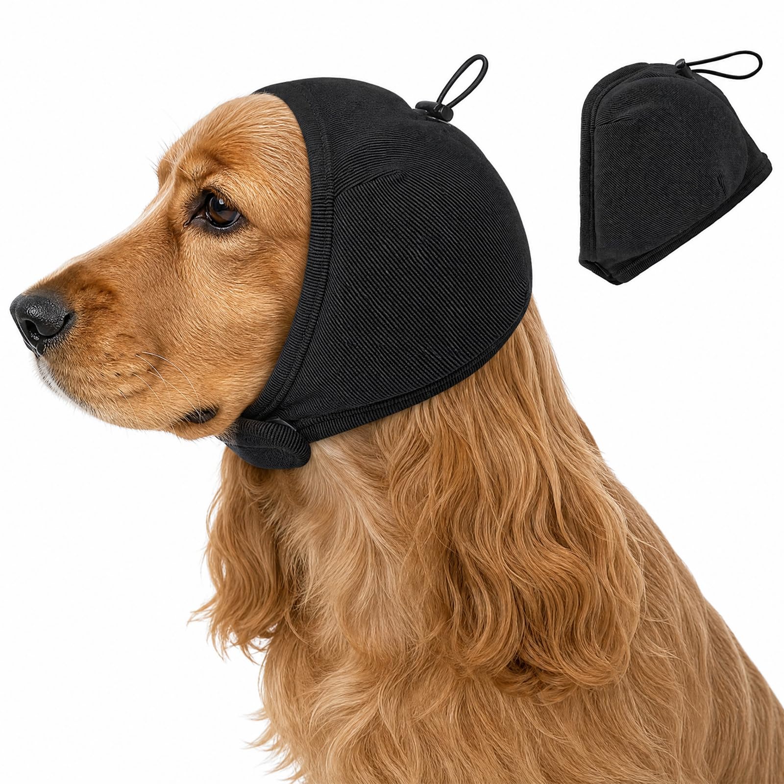YcsRnn Dog Ear Muffs Noise Protection, No Flap Ear Wrap for Dogs, Black L