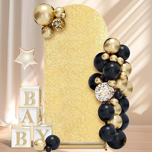 Cubierta de arco dorado de 6 pies, cubierta de fondo de lentejuelas con parte superior redonda, cubierta de soporte para boda, fiesta de cumpleaños,