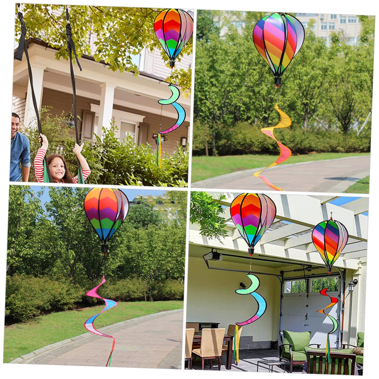 POPETPOP 3Pcs Hot Air Balloon Wind Spinner Outdoor Hanging Decor for Garden and Patio Eye Catching Whimsical Spinners for Camping and Picnics