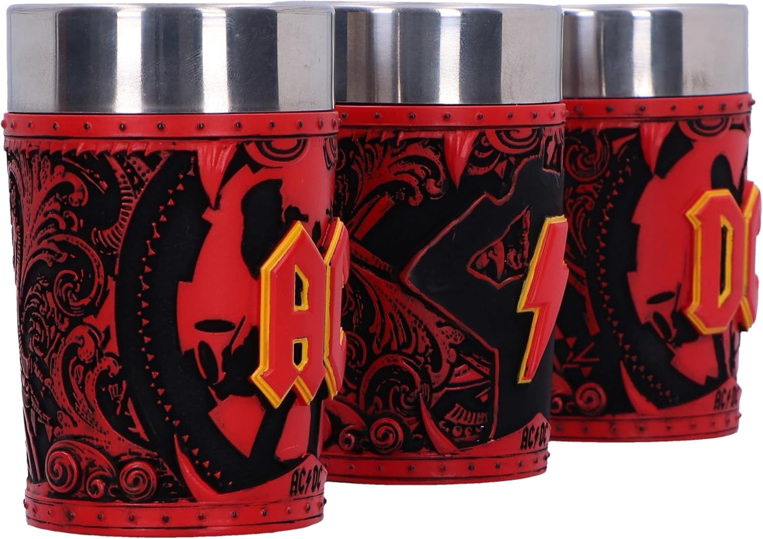 Nemesis Now Shot Glass Collection Set of 3, Hand-Painted Rock Band Merchandise, Music Collectibles, Gifts for Heavy Metal Fans - Officially Licensed ACDC