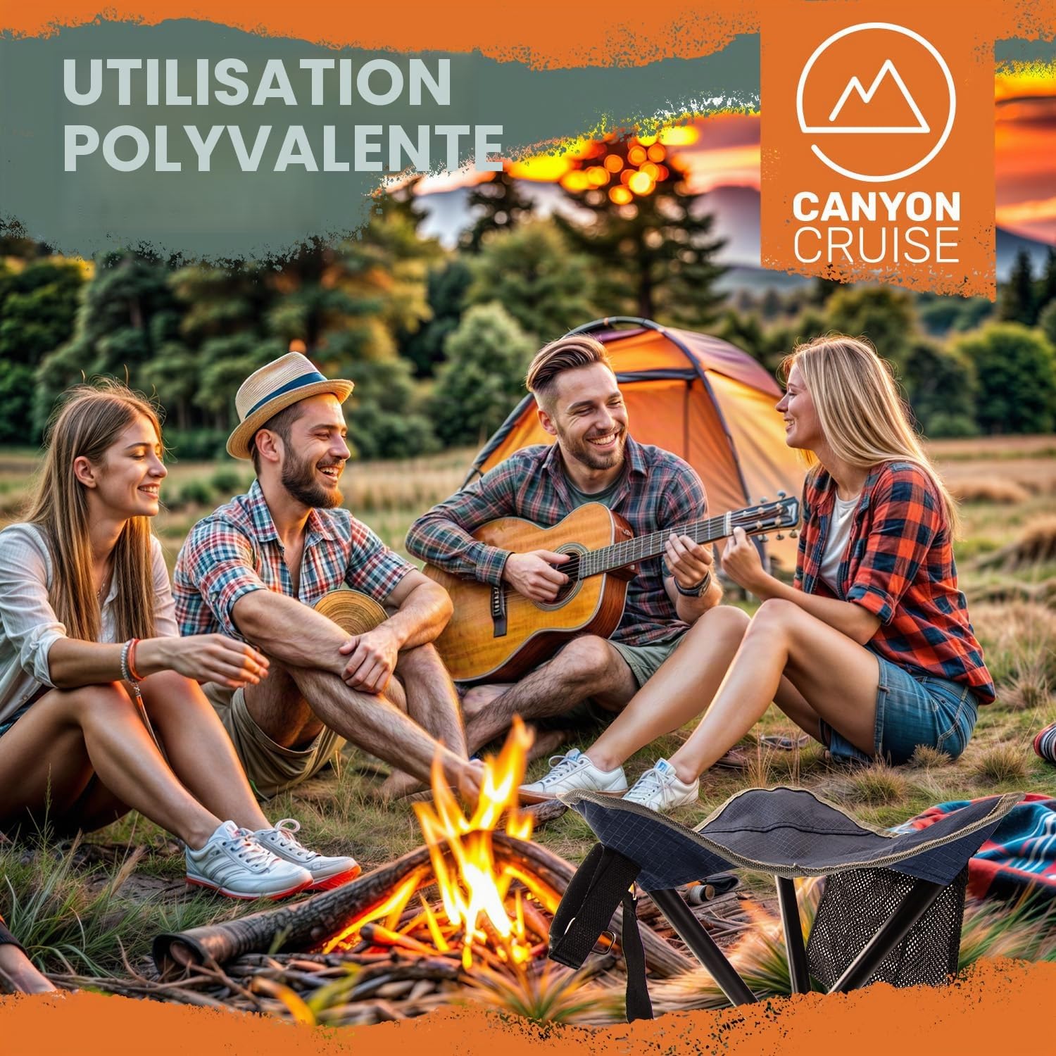 Tabouret de Camping Chaise de Camping Pliable Portable, Siège de pêche, Chaise de Festival (2 pièces)