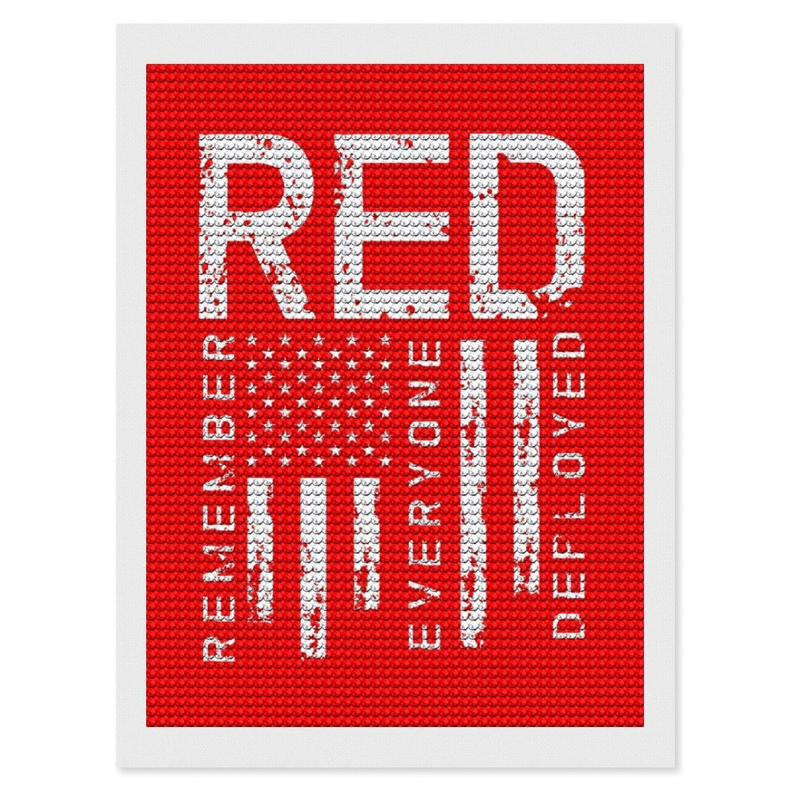 Nclqvjxzkhw Style Remember Everyone Deployed Military R.e.d Diamond Art Painting For Adult Round Diamonds Pictures Arts Crafts Home Wall Decor 12"X16"