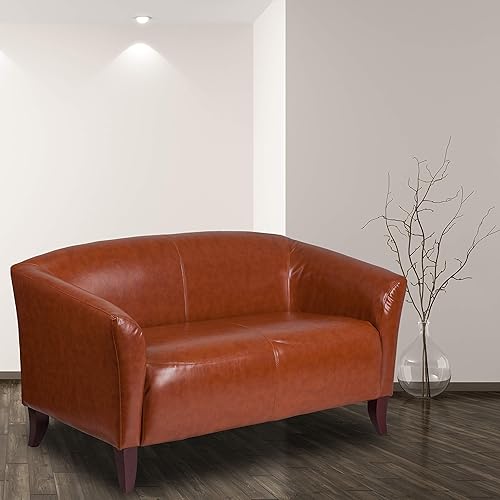 Miniatura 9 de EMMA + OLIVER Sofá biplaza LeatherSoft negro con pies de madera de cerezo Negro,Coñac,Marfil,Marrón,https://www.amazon.com/dp/undefined